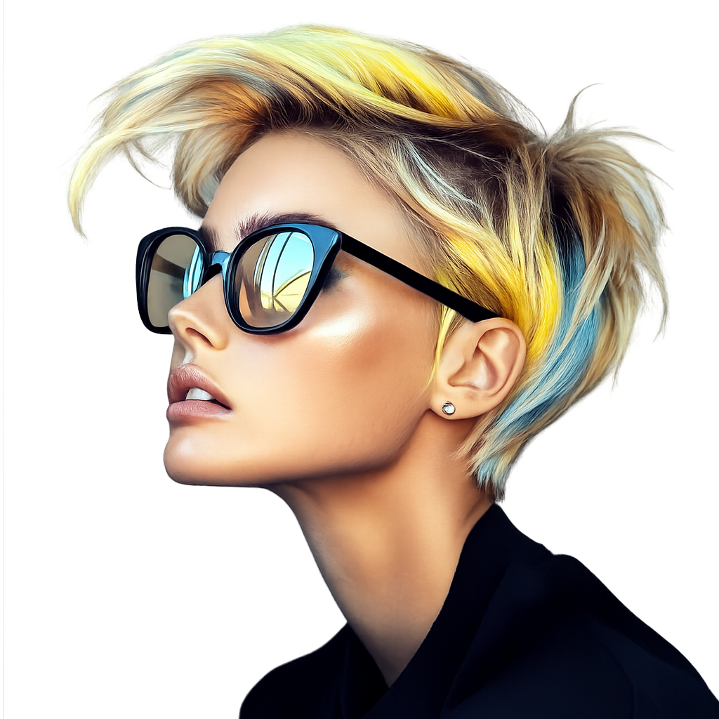 Editorial portrait - model in profile wearing a Vision Looky sunglass frame.